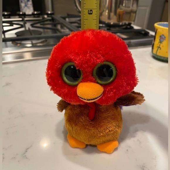 Ty Beanie Boos Thankful the Turkey 2012 Retired Solid Eyes   No Heart Tag - Picture 8 of 9